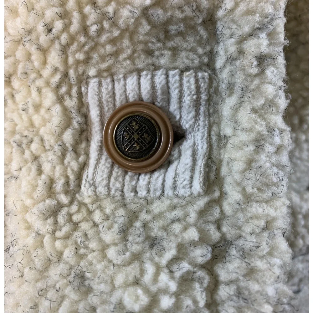 Vintage Haband Women Oversized‎ Sherpa Button Jacket Sz XL Cottage Folk Rustic